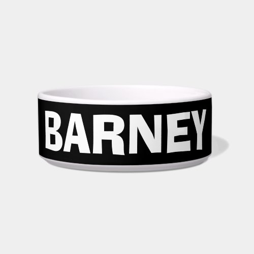 Personalized Name Barney Black and White Pet Bowl