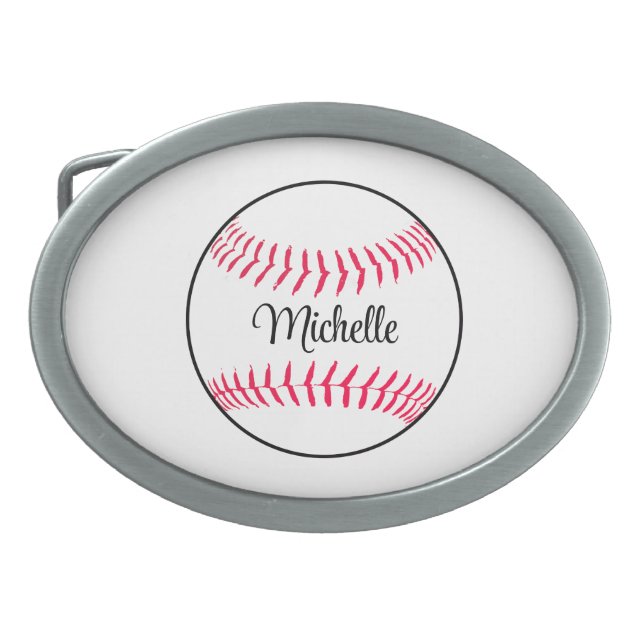 personalized name baseball belt buckle (Front)