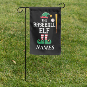 Personalized Name Baseball Elf Family Matching Garden Flag