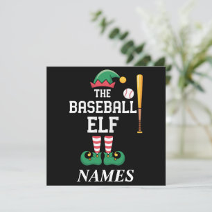 Personalized Name Baseball Elf Family Matching  Invitation