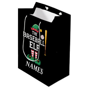 Personalized Name Baseball Elf Family Matching Medium Gift Bag