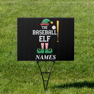 Personalized Name Baseball Elf Family Matching  Sign