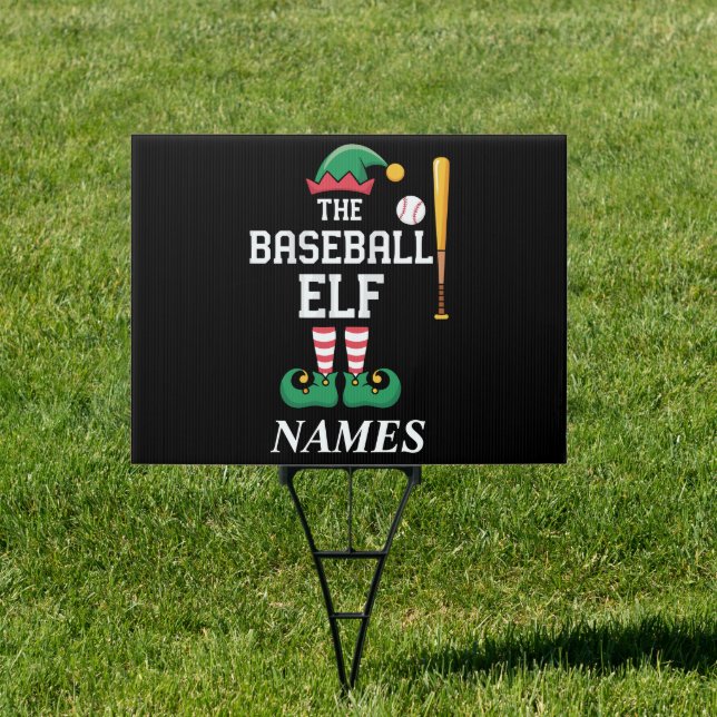 Personalized Name Baseball Elf Family Matching  Sign (Insitu)
