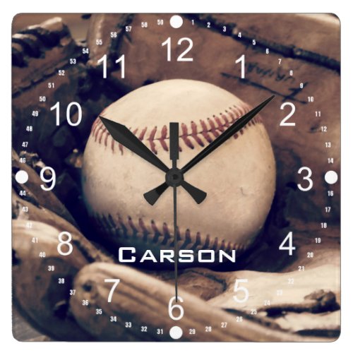 Personalized Name Baseball in Glove Wall Clock