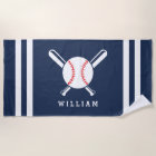 Personalized Name Baseball Navy Blue Stripes
