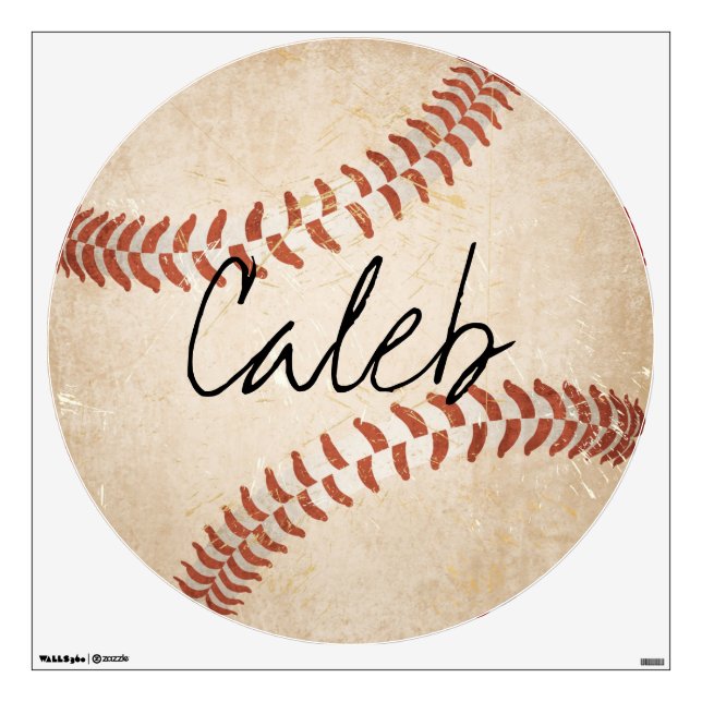 Personalized Name Baseball Round Wall Decal (Front)