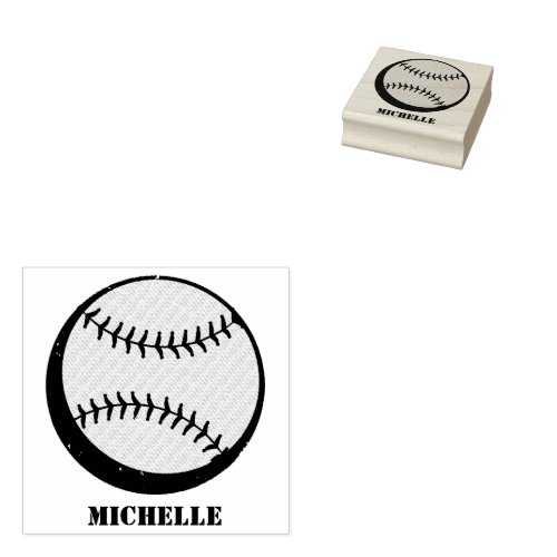 Personalized Name Baseball  Rubber Stamp