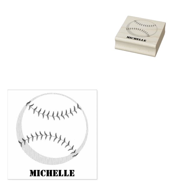 Personalized Name Baseball  Rubber Stamp (Stamped)