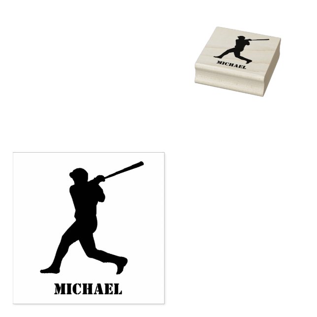 Personalized Name Baseball  Rubber Stamp (Stamped)