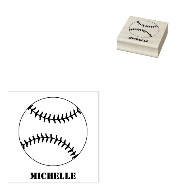 Personalized Name Baseball  Rubber Stamp (Stamped)