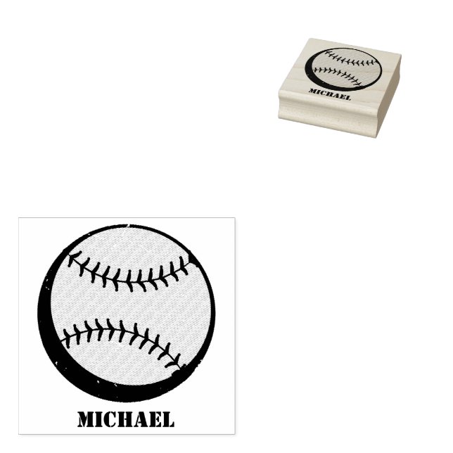 Personalized Name Baseball  Rubber Stamp (Stamped)