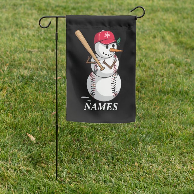 Personalized Name Baseball Snowman Balls Snow Xmas Garden Flag (In SItu)