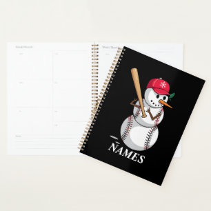 Personalized Name Baseball Snowman Balls Snow Xmas Planner