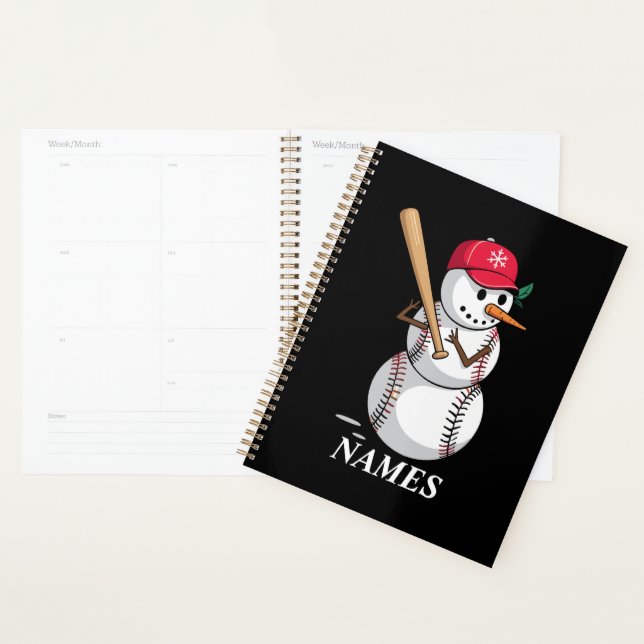 Personalized Name Baseball Snowman Balls Snow Xmas Planner (Display)