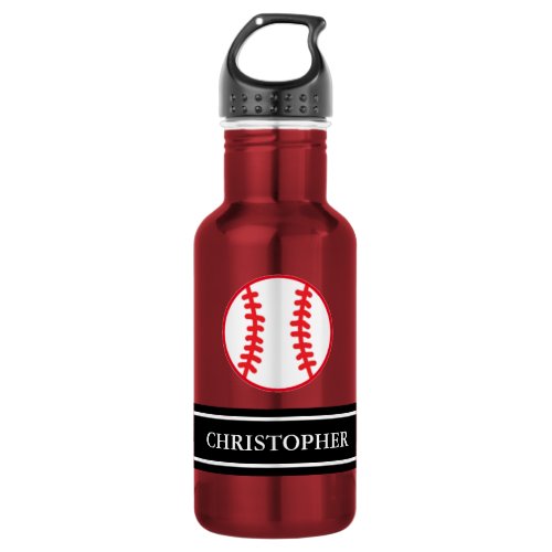 Personalized Name Baseball Sports Stainless Steel Water Bottle