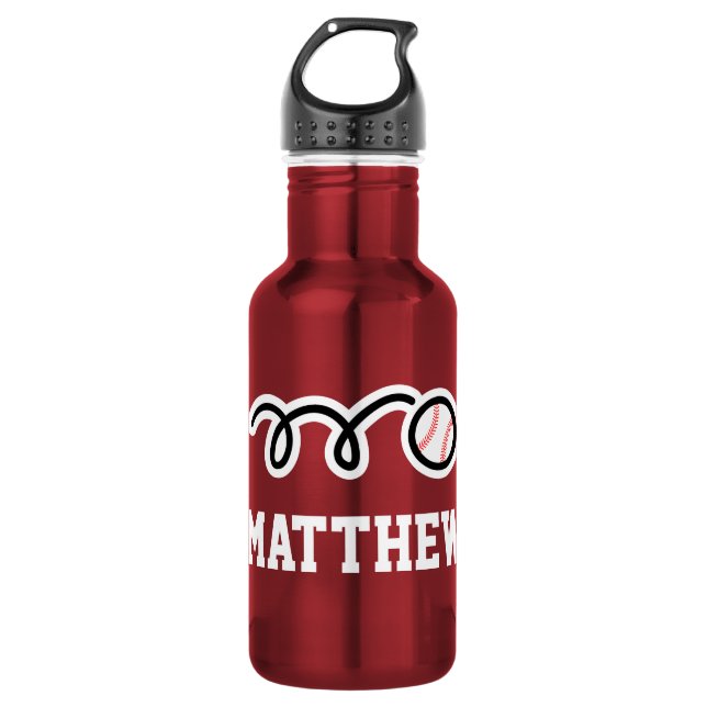 Personalized name baseball sports water bottle (Front)