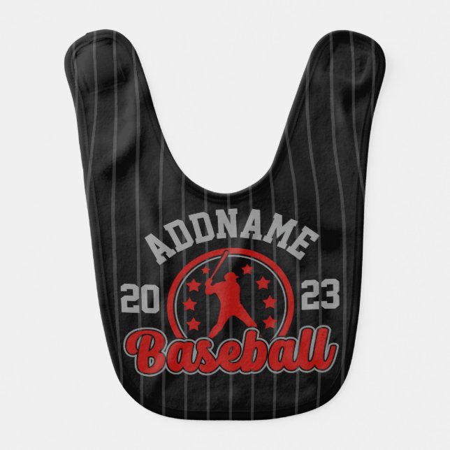 Personalized NAME Baseball Team Player Game Baby Bib (Front)