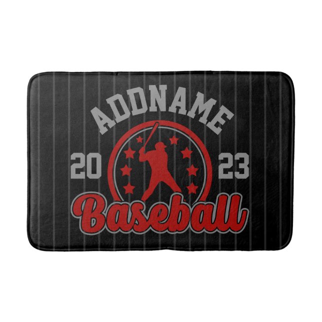 Personalized NAME Baseball Team Player Game Bath Mat (Front)