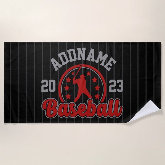 Personalized NAME Baseball Team Player Game Beach Towel (Front)
