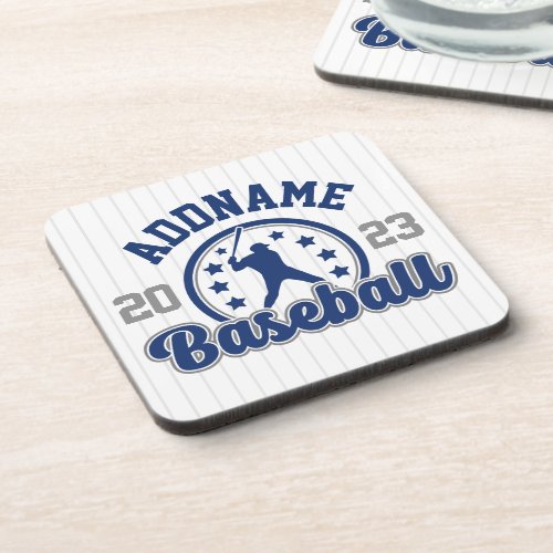 Personalized NAME Baseball Team Player Game Beverage Coaster