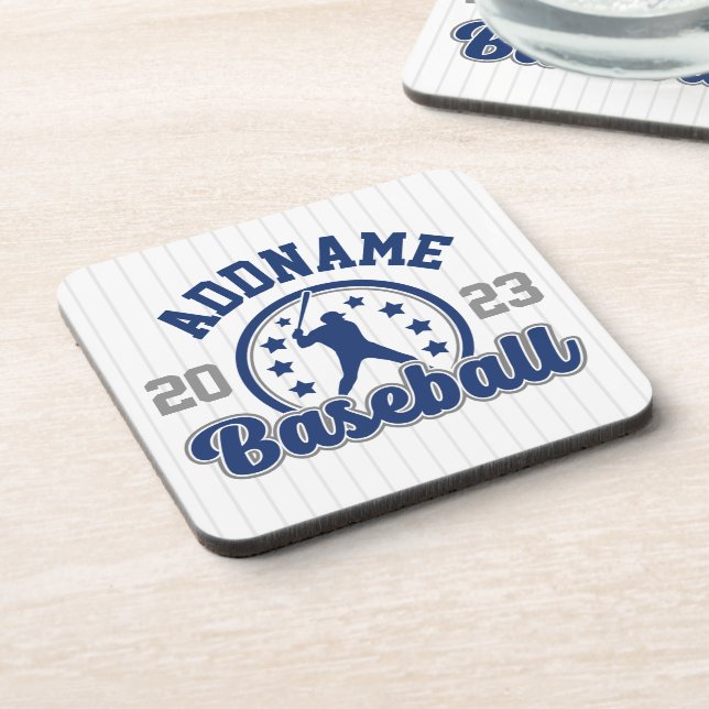 Personalized NAME Baseball Team Player Game Beverage Coaster (Left Side)