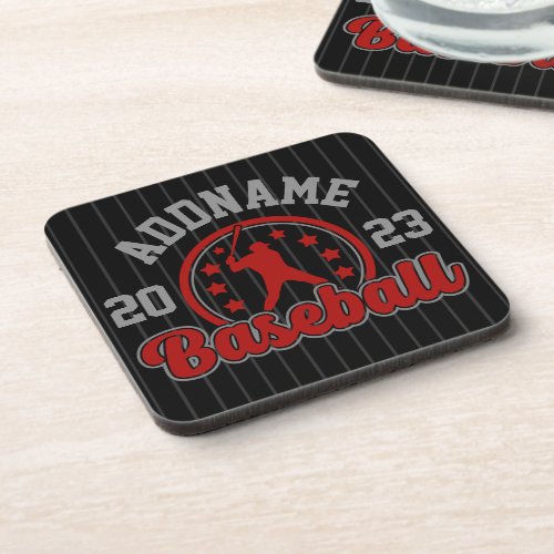 Personalized NAME Baseball Team Player Game Beverage Coaster