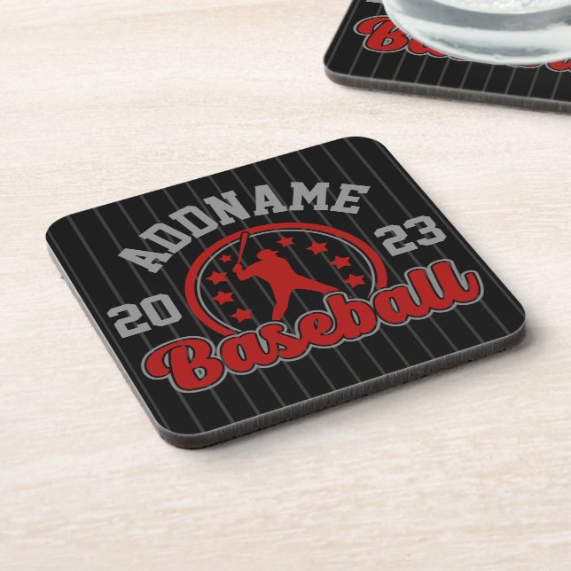 Personalized NAME Baseball Team Player Game Beverage Coaster (Left Side)