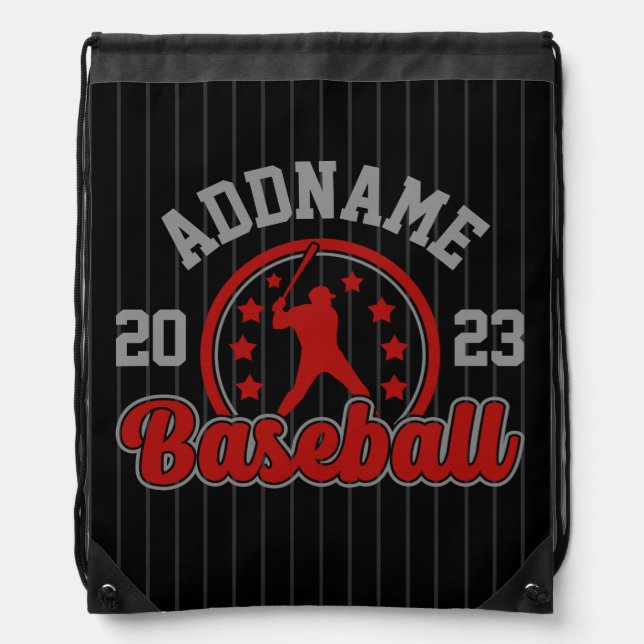Personalized NAME Baseball Team Player Game Drawstring Bag (Front)