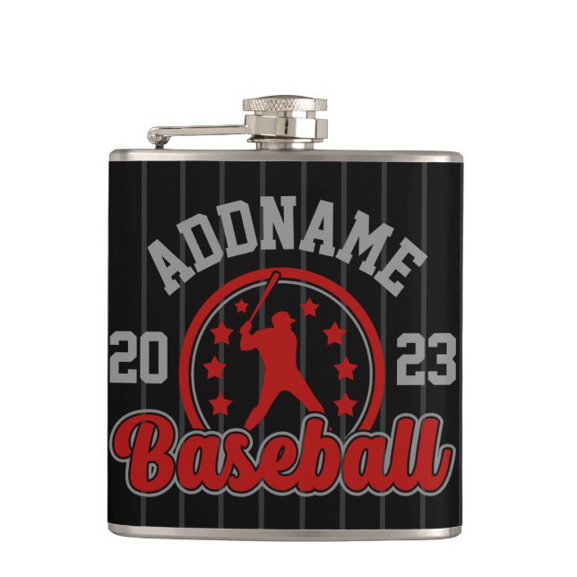 Personalized NAME Baseball Team Player Game Flask (Front)