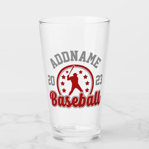 Personalized NAME Baseball Team Player Game Glass