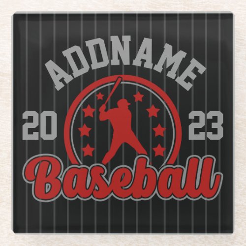 Personalized NAME Baseball Team Player Game Glass Coaster