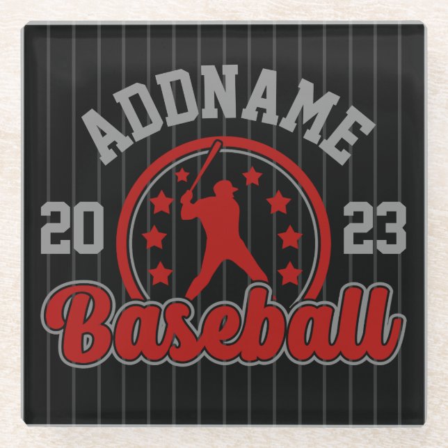 Personalized NAME Baseball Team Player Game Glass Coaster (Front)