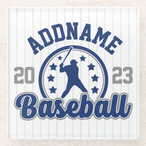 Personalized NAME Baseball Team Player Game Glass Coaster