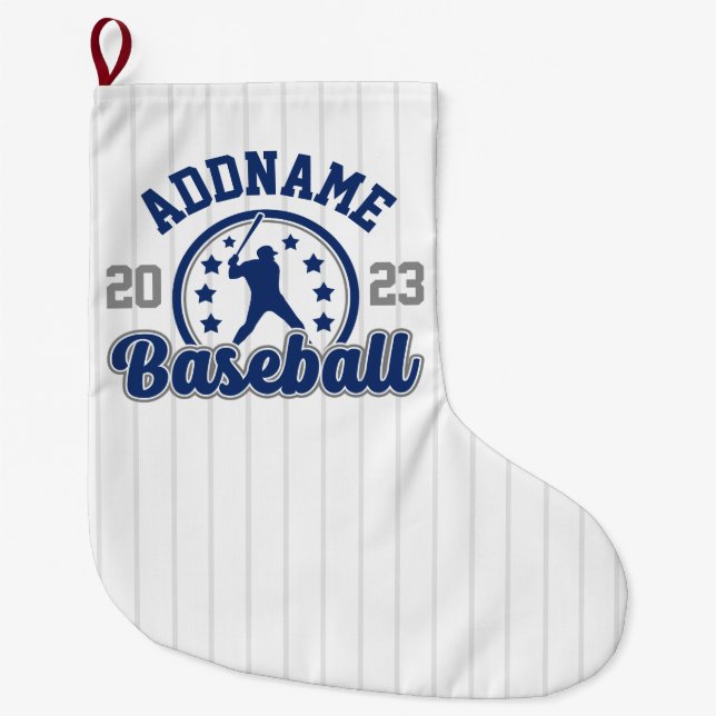 Personalized NAME Baseball Team Player Game Large Christmas Stocking (Front)