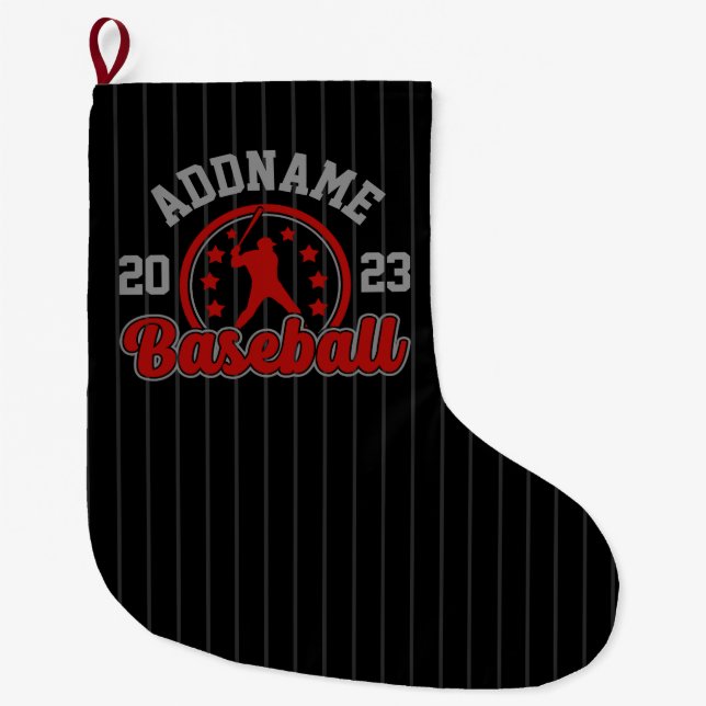 Personalized NAME Baseball Team Player Game Large Christmas Stocking (Front)