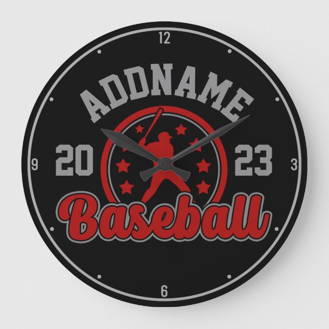 Personalized NAME Baseball Team Player Game Large Clock (Front)