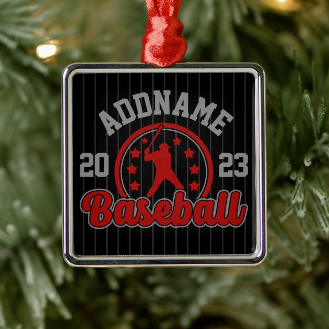 Personalized NAME Baseball Team Player Game Metal Ornament (Tree)
