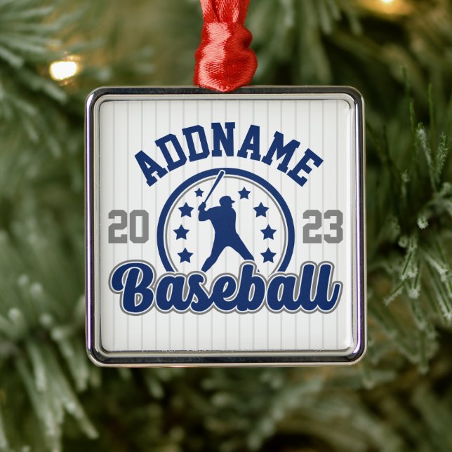 Personalized NAME Baseball Team Player Game Metal Ornament (Tree)