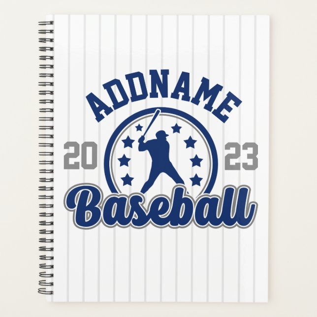 Personalized NAME Baseball Team Player Game Planner (Front)
