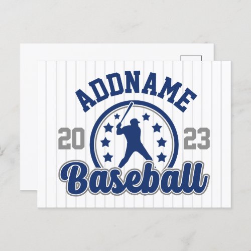 Personalized NAME Baseball Team Player Game Postcard