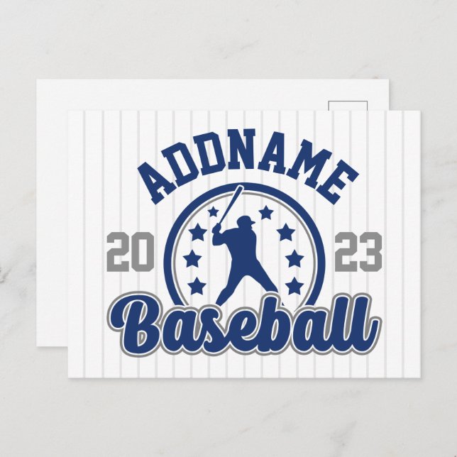 Personalized NAME Baseball Team Player Game Postcard (Front/Back)