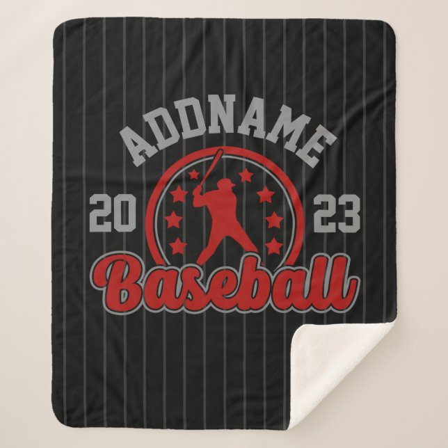 Personalized NAME Baseball Team Player Game Sherpa Blanket (Front)