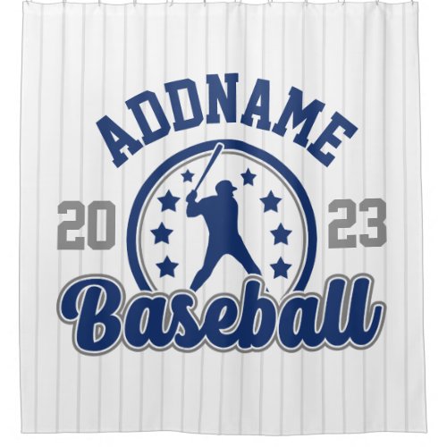 Personalized NAME Baseball Team Player Game Shower Curtain