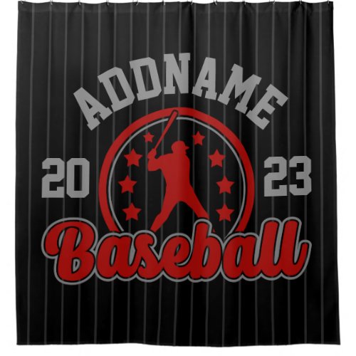 Personalized NAME Baseball Team Player Game Shower Curtain