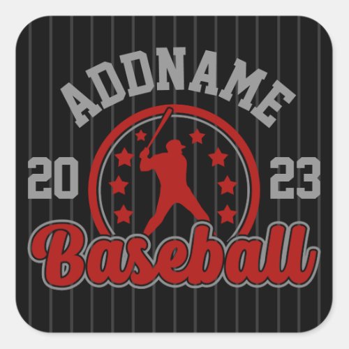 Personalized NAME Baseball Team Player Game Square Sticker