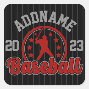 Personalized NAME Baseball Team Player Game Square Sticker