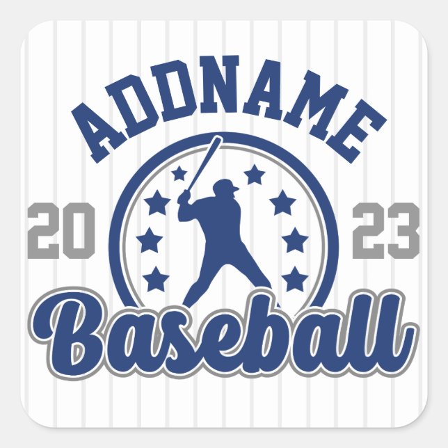 Personalized NAME Baseball Team Player Game Square Sticker (Front)