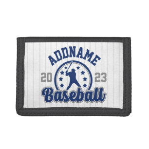 Personalized NAME Baseball Team Player Game Tri-fold Wallet