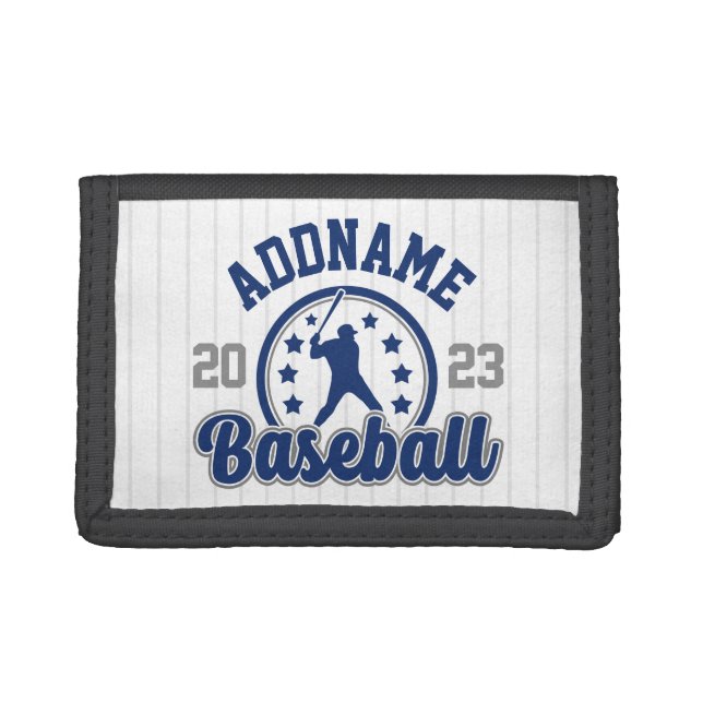 Personalized NAME Baseball Team Player Game Tri-fold Wallet (Front)