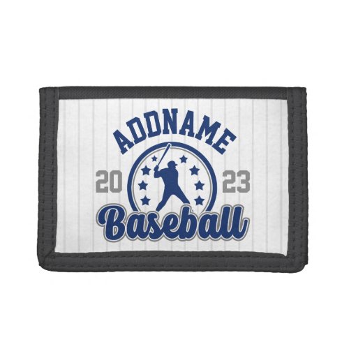 Personalized NAME Baseball Team Player Game Trifold Wallet